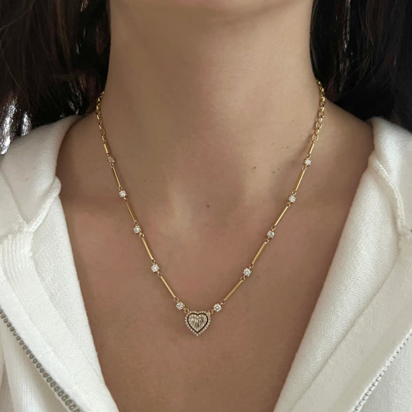 14K GOLD DIAMOND ANNA HEART NECKLACE