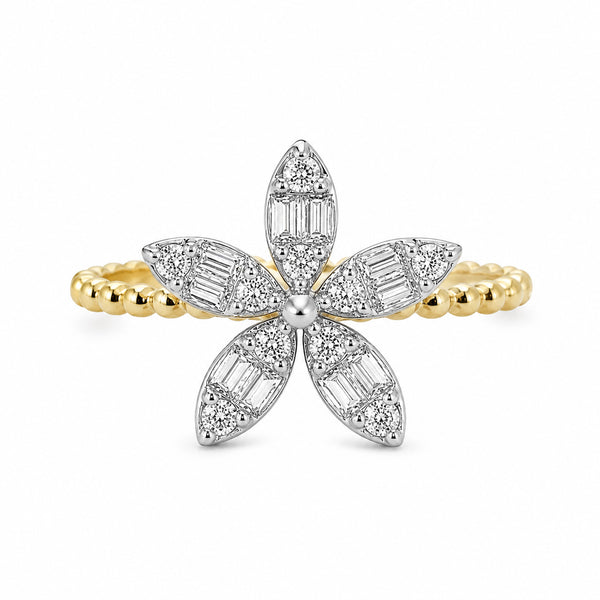 14K GOLD DIAMOND SHEILA FLOWER RING