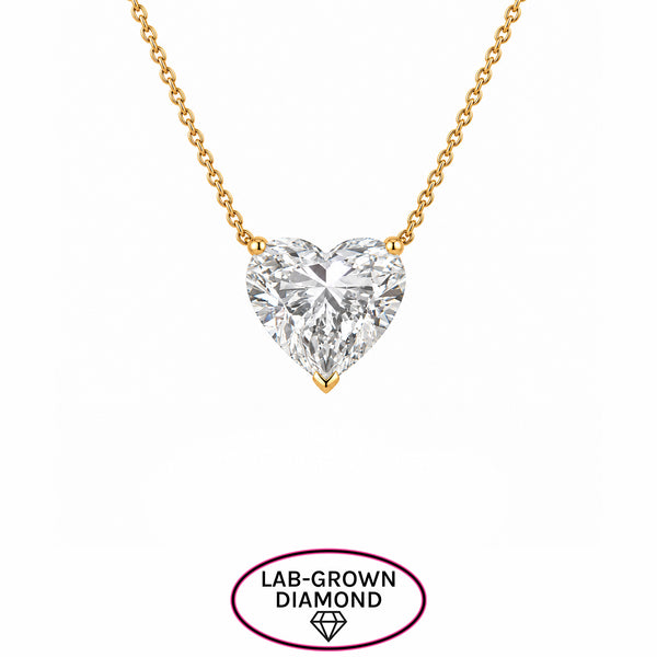 14K GOLD 2.00 CT LAB GROWN DIAMOND HEART NECKLACE