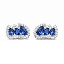 14K GOLD DIAMOND SAPPHIRE CATE STUDS
