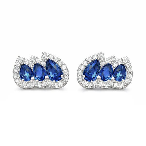 14K GOLD DIAMOND SAPPHIRE CATE STUDS