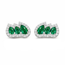 14K GOLD DIAMOND EMERALD CATE STUDS