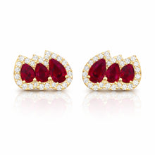 14K GOLD DIAMOND RUBY CATE STUDS