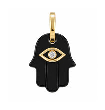 14K GOLD DIAMOND ONYX HAMSA CHARM