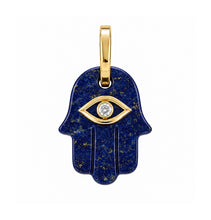 14K GOLD DIAMOND LAPIS HAMSA CHARM