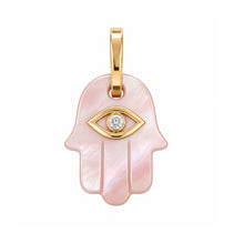 14K GOLD DIAMOND PINK MOTHER OF PEARL HAMSA CHARM