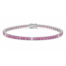 14K GOLD DIAMOND PINK SAPPHIRE MEDIUM HILARY TENNIS BRACELET
