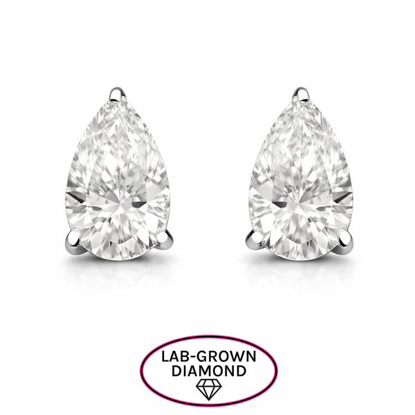 14K GOLD 2.00 CT LAB GROWN DIAMOND PEAR STUDS