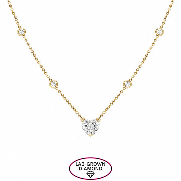 14K GOLD LAB GROWN DIAMONDS BY THE YARD HEART NECKLACE