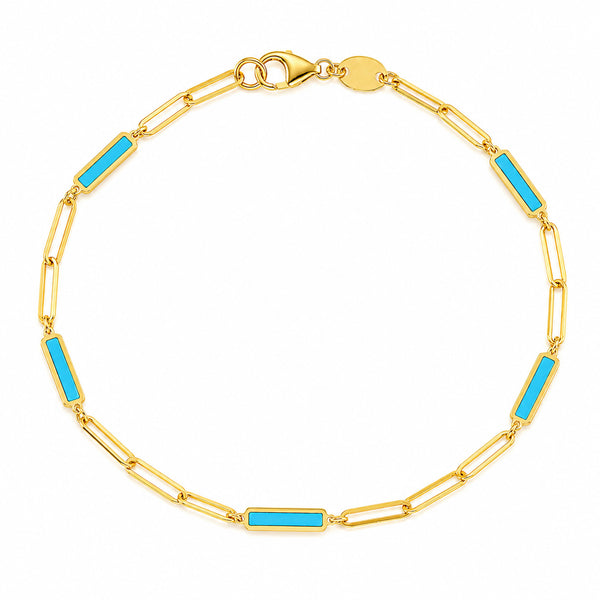14K GOLD ANNA TURQUOISE LINK BRACELET
