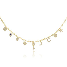 14K GOLD DIAMOND SAPPHIRE LUCY CHARM NECKLACE