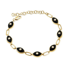 14K GOLD DIAMOND BLACK AGATE JESSICA EYE BRACELET