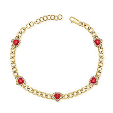 14K GOLD DIAMOND RUBY SHANA HEART BRACELET