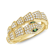 14K GOLD DIAMOND TSAVORITE SELMA SNAKE RING