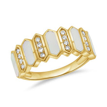 14K GOLD DIAMOND MOTHER OF PEARL DEVON RING