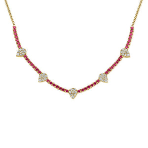 14K GOLD DIAMOND RUBY CARISSA PEAR NECKLACE