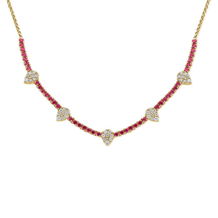 14K GOLD DIAMOND RUBY CARISSA PEAR NECKLACE