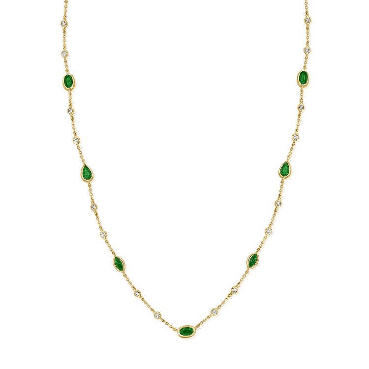 14K GOLD DIAMOND EMERALD DESI NECKLACE