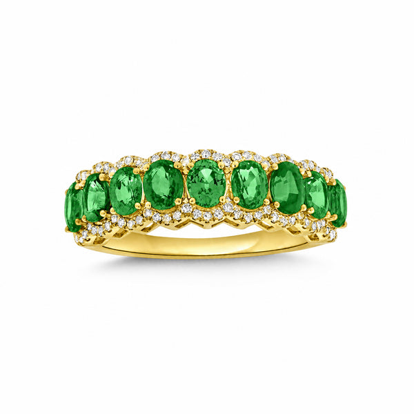 14K GOLD DIAMOND EMERALD SARIT RING