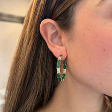 14K GOLD DIAMOND AND EMERALD DARYA HOOPS