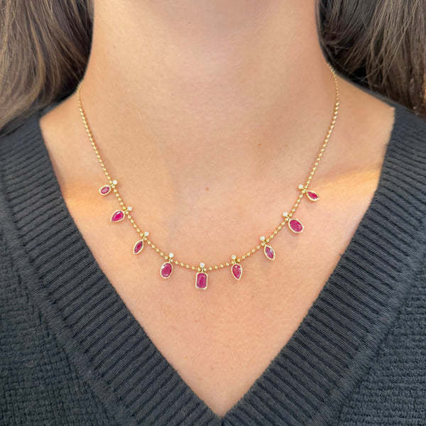 14K GOLD DIAMOND AND RUBY CHARISSE NECKLACE