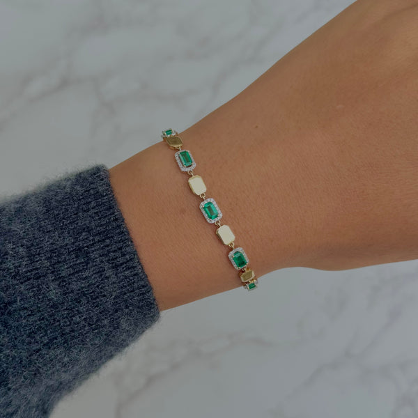 14K GOLD DIAMOND EMERALD PERRY BRACELET