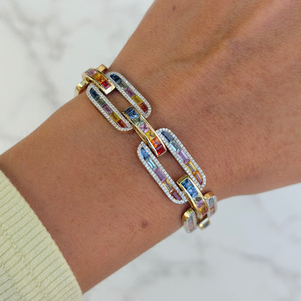 14K GOLD DIAMOND AND MULTICOLOR SAPPHIRE GRETA BRACELET