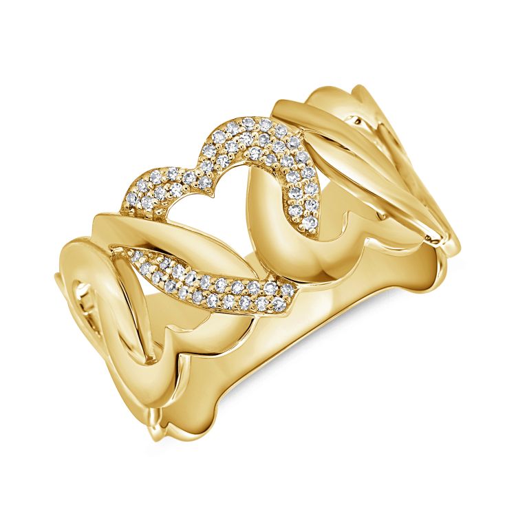 14K GOLD DIAMOND LYDIA HEART RING