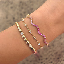 14K GOLD PINK SAPPHIRE OMBRE WAVE BRACELET