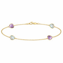 14K GOLD BLUE TOPAZ AMETHYST SELAH HEART BRACELET