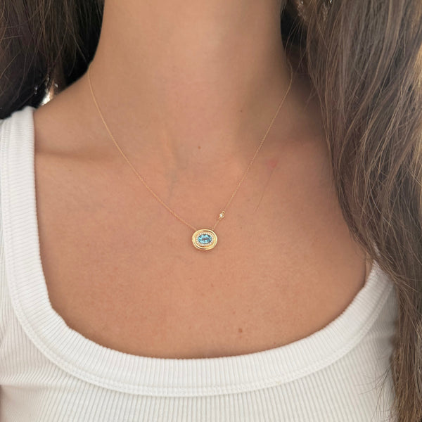 14K GOLD DIAMOND BLUE TOPAZ ABBY NECKLACE