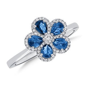 14K GOLD DIAMOND SAPPHIRE DARA FLOWER RING