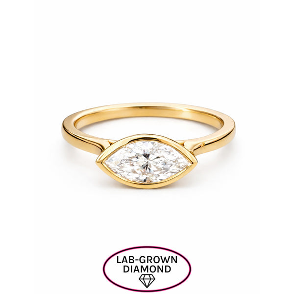 14K GOLD 1.07 CT LAB GROWN DIAMOND HANNAH BEZEL RING
