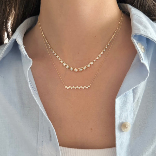 14K GOLD DIAMOND TILLA BEZEL NECKLACE