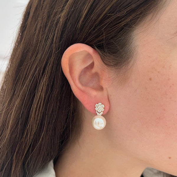 14K GOLD DIAMOND ARIELLA PEARL EARRINGS