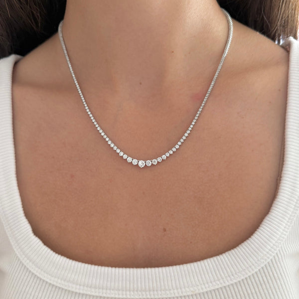 14k GOLD 5.50 CT LAB GROWN DIAMOND GRADUATED TENNIS NECKLACE