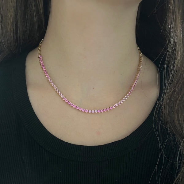 14K GOLD PINK SAPPHIRE OLIVIA NECKLACE