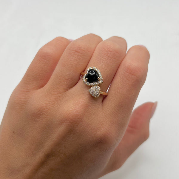 14K GOLD DIAMOND ONYX CHLOE RING