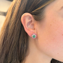 14K GOLD DIAMOND PINK SAPPHIRE EMERALD LYDIA EARRINGS