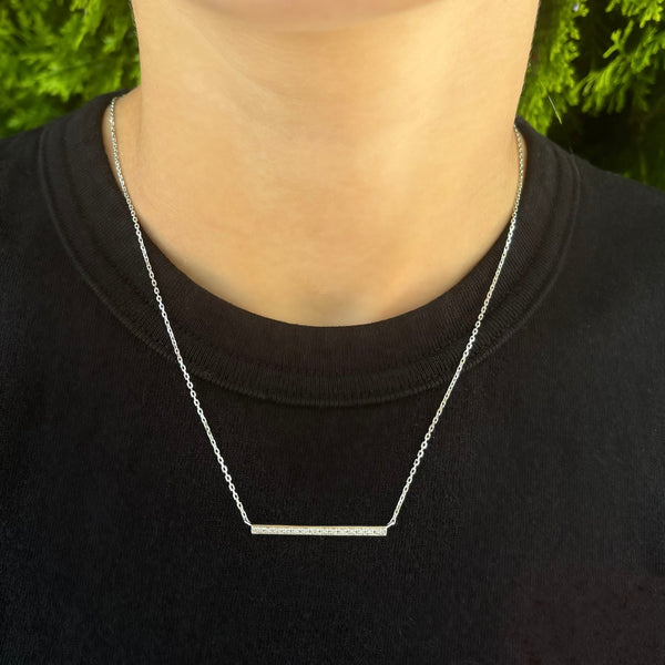STERLING SILVER DIAMOND BAR NECKLACE