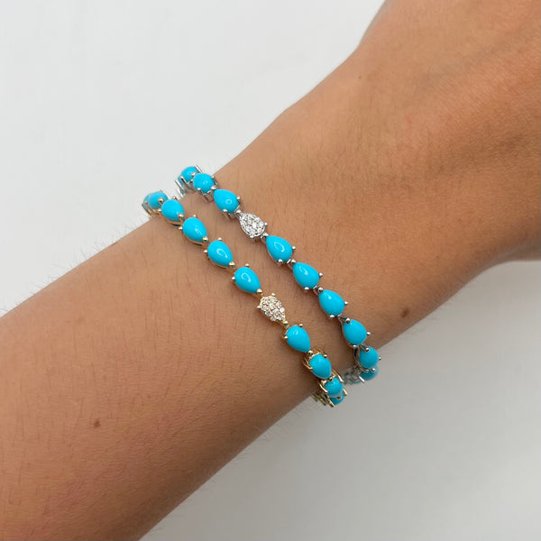 14K GOLD DIAMOND TURQUOISE TAMMY BRACELET