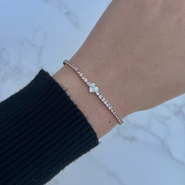 14K GOLD DIAMOND PINK SAPPHIRE COCO HEART BRACELET