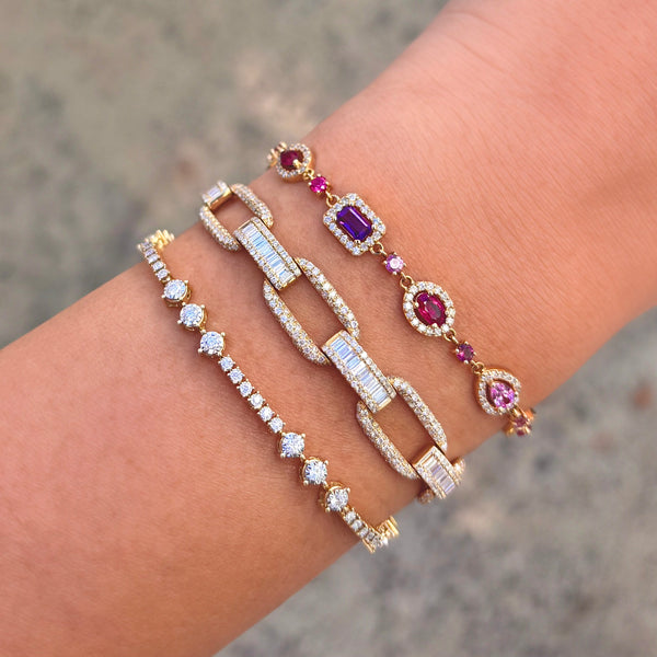 14K GOLD DIAMOND RUBY AND MULTICOLOR SAPPHIRE ELLA BRACELET