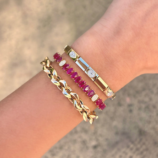 14K GOLD DIAMOND AND RUBY TARA BRACELET