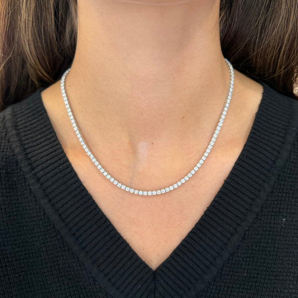 14K GOLD 10.00 CT LAB GROWN DIAMOND TENNIS NECKLACE