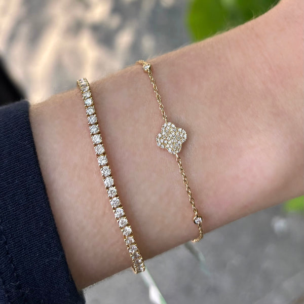 14K GOLD DIAMOND HEDI CLOVER BRACELET