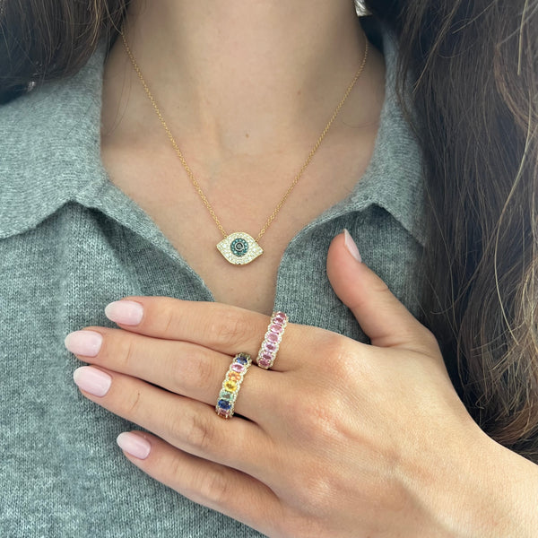 14K GOLD DIAMOND PINK SAPPHIRE SARIT RING