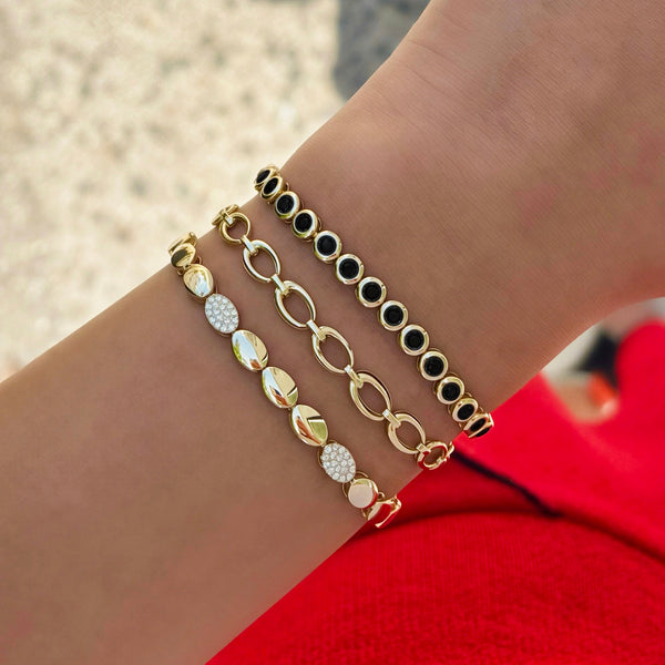 14K GOLD BLACK DIAMOND BEZEL TENNIS BRACELET