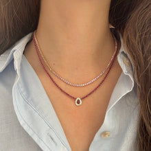 14K GOLD DIAMOND RUBY ALEXANDRA TENNIS NECKLACE