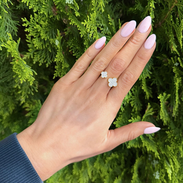14K GOLD DIAMOND CYNTHIA DOUBLE CLOVER RING